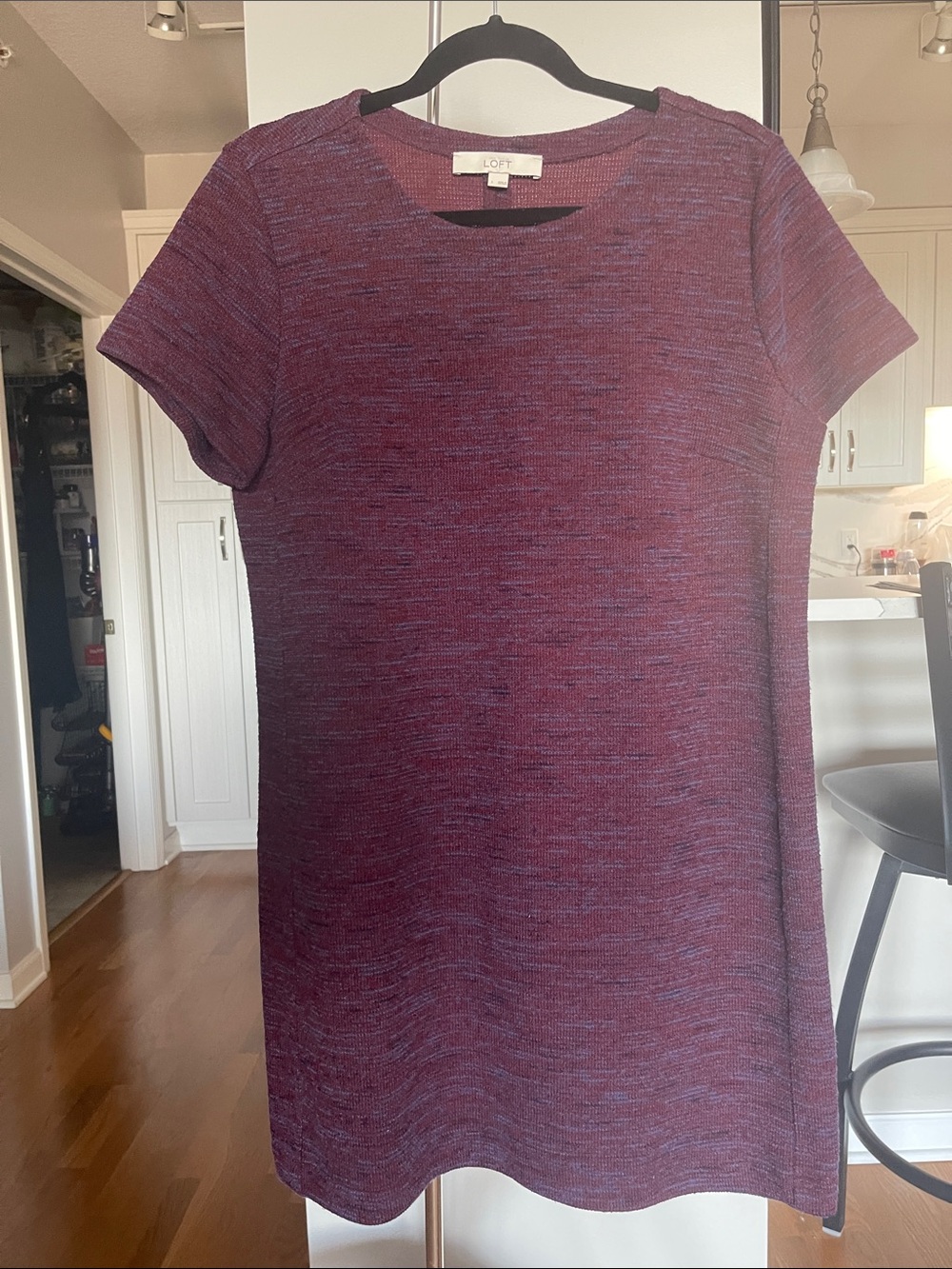 LOFT Plum Heather Short Sleeve Knit Dress